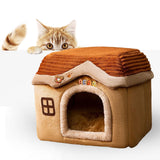 Maxbell Dog Bed House Winter Warm Sleeping Bed Sleep Kennel Semienclosed Cat Bed 40x32x35cm Brown