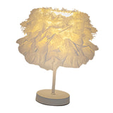 Maxbell Desk Night Lights Feathers Shade Table Lamp for Wedding Bedside Home White