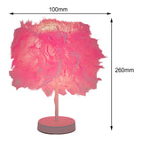 Maxbell Desk Night Lights Feathers Shade Table Lamp for Wedding Bedside Home Pink