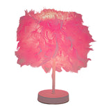 Maxbell Desk Night Lights Feathers Shade Table Lamp for Wedding Bedside Home Pink