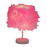 Maxbell Desk Night Lights Feathers Shade Table Lamp for Wedding Bedside Home Pink