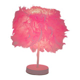 Maxbell Desk Night Lights Feathers Shade Table Lamp for Wedding Bedside Home Pink