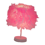 Maxbell Desk Night Lights Feathers Shade Table Lamp for Wedding Bedside Home Pink