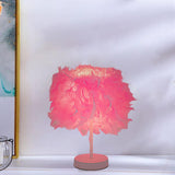 Maxbell Desk Night Lights Feathers Shade Table Lamp for Wedding Bedside Home Pink