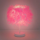 Maxbell Desk Night Lights Feathers Shade Table Lamp for Wedding Bedside Home Pink