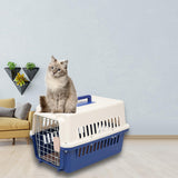Maxbell Hard Sided Travel Carrier Kennel Cat Dog Cage for Rabbits Traveling Outdoor Blue Size M