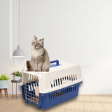 Maxbell Hard Sided Travel Carrier Kennel Cat Dog Cage for Rabbits Traveling Outdoor Blue Size M