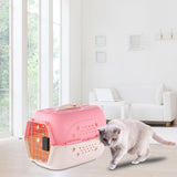 Maxbell Hard Sided Travel Carriers Tote Capsules Organizer Cat Cage for Puppy Kitten 47.5x33x31cm Pink