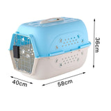 Maxbell Hard Sided Travel Carriers Tote Capsules Organizer Cat Cage for Puppy Kitten 58x40x36cm Blue