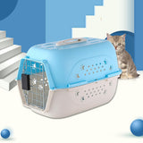 Maxbell Hard Sided Travel Carriers Tote Capsules Organizer Cat Cage for Puppy Kitten 58x40x36cm Blue