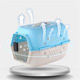 Maxbell Hard Sided Travel Carriers Tote Capsules Organizer Cat Cage for Puppy Kitten 58x40x36cm Blue