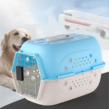 Maxbell Hard Sided Travel Carriers Tote Capsules Organizer Cat Cage for Puppy Kitten 58x40x36cm Blue
