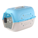 Maxbell Hard Sided Travel Carriers Tote Capsules Organizer Cat Cage for Puppy Kitten 58x40x36cm Blue