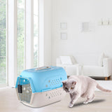 Maxbell Hard Sided Travel Carriers Tote Capsules Organizer Cat Cage for Puppy Kitten 58x40x36cm Blue