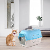 Maxbell Hard Sided Travel Carriers Tote Capsules Organizer Cat Cage for Puppy Kitten 58x40x36cm Blue
