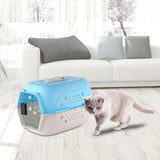 Maxbell Hard Sided Travel Carriers Tote Capsules Organizer Cat Cage for Puppy Kitten 58x40x36cm Blue