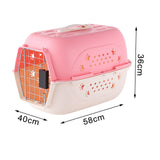 Maxbell Hard Sided Travel Carriers Tote Capsules Organizer Cat Cage for Puppy Kitten 58x40x36cm Pink