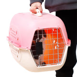 Maxbell Hard Sided Travel Carriers Tote Capsules Organizer Cat Cage for Puppy Kitten 58x40x36cm Pink