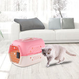 Maxbell Hard Sided Travel Carriers Tote Capsules Organizer Cat Cage for Puppy Kitten 58x40x36cm Pink
