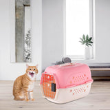 Maxbell Hard Sided Travel Carriers Tote Capsules Organizer Cat Cage for Puppy Kitten 58x40x36cm Pink