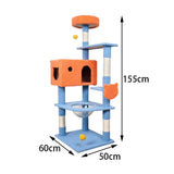 Maxbell Multi Level Scratching Post Durable Cat Tree Climbing Frame for Kitty Kitten 155cmx50cmx60cm