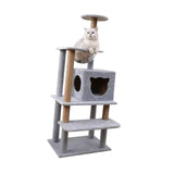 Maxbell Cat Scratching Post Interactive Plush Perch Kitten Hammock Cat Tree Towers Gray