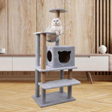 Maxbell Cat Scratching Post Interactive Plush Perch Kitten Hammock Cat Tree Towers Gray