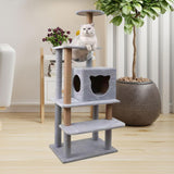 Maxbell Cat Scratching Post Interactive Plush Perch Kitten Hammock Cat Tree Towers Gray