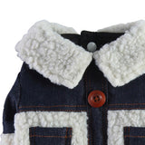 Maxbell Dog Fleece Denim Jacket Vest Winter Clothes Garments for Daily Wear Hiking