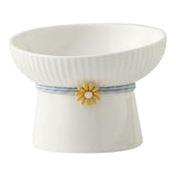 Maxbell Porcelain Pet Feeder Raised Cat Dish High Foot Non Spillage Cat Dog Bowl Solid Color Tilted