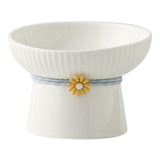 Maxbell Porcelain Pet Feeder Raised Cat Dish High Foot Non Spillage Cat Dog Bowl Solid Color Tilted