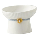 Maxbell Porcelain Pet Feeder Raised Cat Dish High Foot Non Spillage Cat Dog Bowl Solid Color Tilted