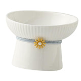Maxbell Porcelain Pet Feeder Raised Cat Dish High Foot Non Spillage Cat Dog Bowl Solid Color Tilted