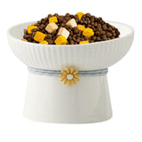 Maxbell Porcelain Pet Feeder Raised Cat Dish High Foot Non Spillage Cat Dog Bowl Solid Color Tilted