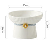 Maxbell Porcelain Pet Feeder Raised Cat Dish High Foot Non Spillage Cat Dog Bowl Solid Color Tilted