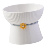 Maxbell Porcelain Pet Feeder Raised Cat Dish High Foot Non Spillage Cat Dog Bowl Solid Color Flat