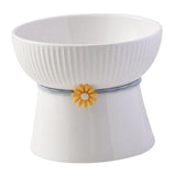 Maxbell Porcelain Pet Feeder Raised Cat Dish High Foot Non Spillage Cat Dog Bowl Solid Color Flat