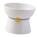 Maxbell Porcelain Pet Feeder Raised Cat Dish High Foot Non Spillage Cat Dog Bowl Solid Color Flat