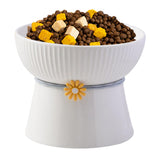 Maxbell Porcelain Pet Feeder Raised Cat Dish High Foot Non Spillage Cat Dog Bowl Solid Color Flat