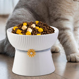 Maxbell Porcelain Pet Feeder Raised Cat Dish High Foot Non Spillage Cat Dog Bowl Solid Color Flat
