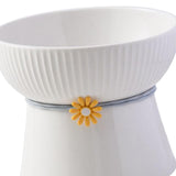 Maxbell Porcelain Pet Feeder Raised Cat Dish High Foot Non Spillage Cat Dog Bowl Solid Color Flat