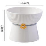 Maxbell Porcelain Pet Feeder Raised Cat Dish High Foot Non Spillage Cat Dog Bowl Solid Color Flat