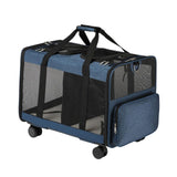 Maxbell Double Compartment Pet Carrier for Two Cats Wear Resistant for Cats Travel Blue