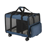 Maxbell Double Compartment Pet Carrier for Two Cats Wear Resistant for Cats Travel Blue