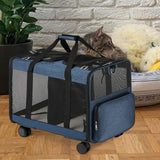 Maxbell Double Compartment Pet Carrier for Two Cats Wear Resistant for Cats Travel Blue