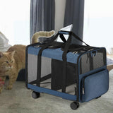 Maxbell Double Compartment Pet Carrier for Two Cats Wear Resistant for Cats Travel Blue