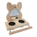 Maxbell Parrots Mirror Feeder Cups Cage Perches Wooden Frames Dish for Cage Toy