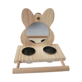 Maxbell Parrots Mirror Feeder Cups Cage Perches Wooden Frames Dish for Cage Toy