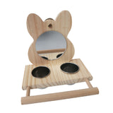 Maxbell Parrots Mirror Feeder Cups Cage Perches Wooden Frames Dish for Cage Toy