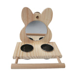 Maxbell Parrots Mirror Feeder Cups Cage Perches Wooden Frames Dish for Cage Toy